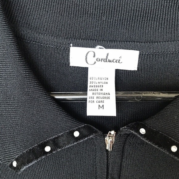 Corducci Sweater Jacket SzM Black Long Sleeve Rhinestones Pre-Owned - Picture 11 of 11